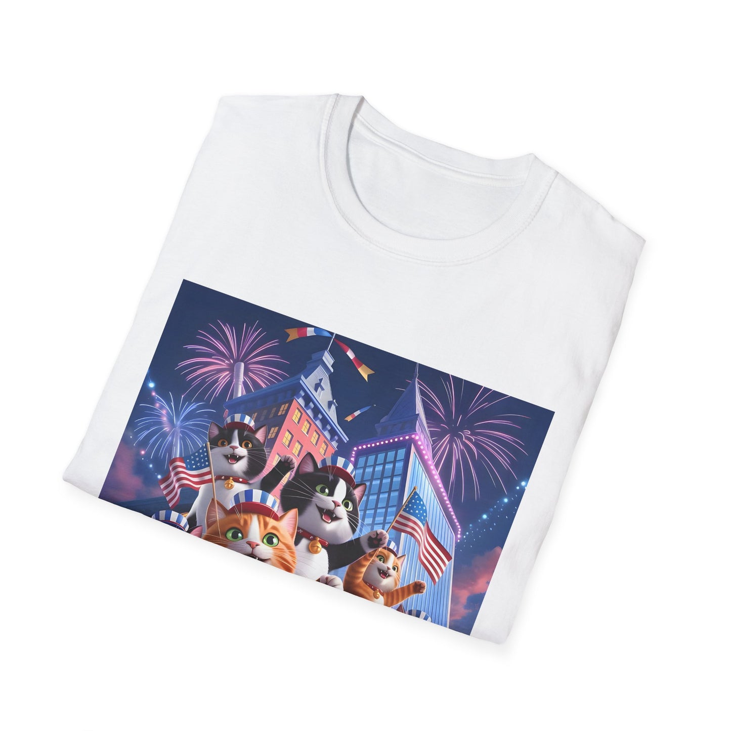 Cats Independence Day Bliss - Vibrant cat art design - Unisex T-Shirt