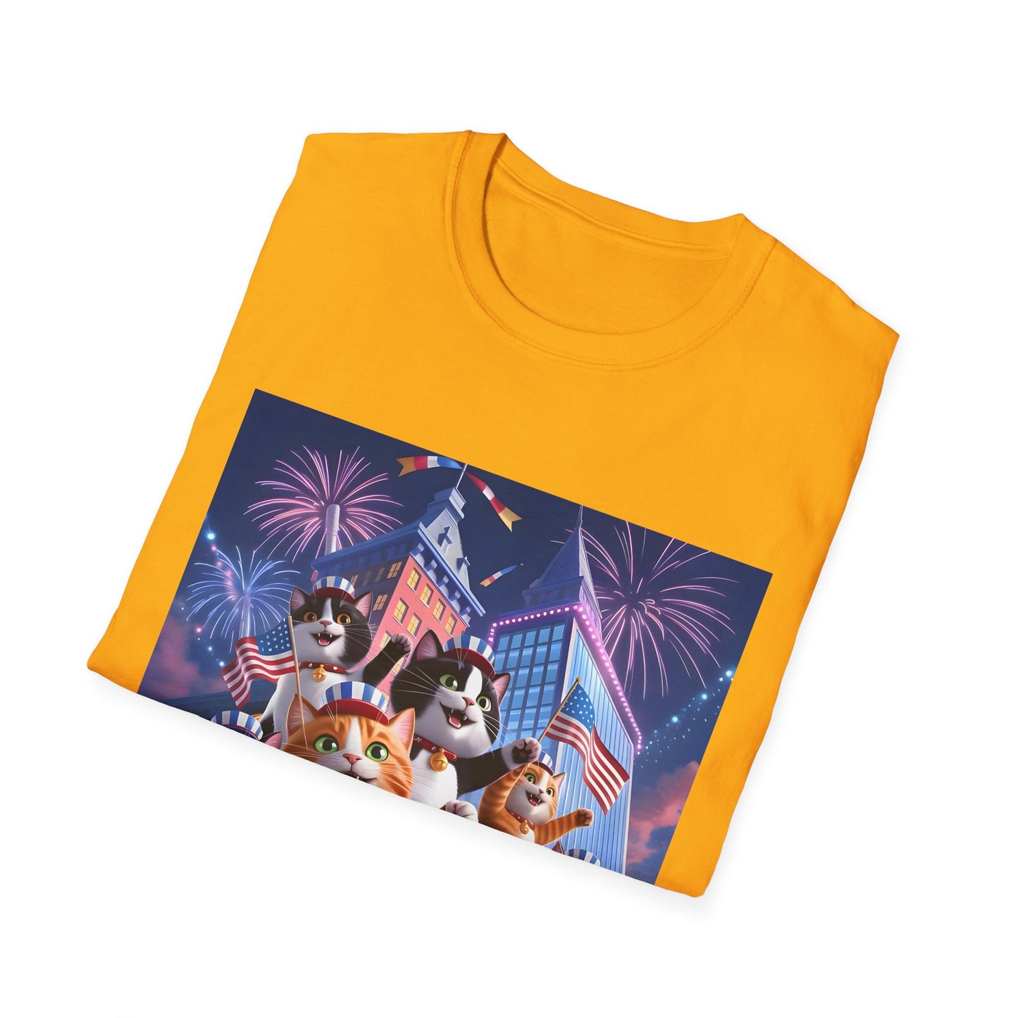 Cats Independence Day Bliss - Vibrant cat art design - Unisex T-Shirt