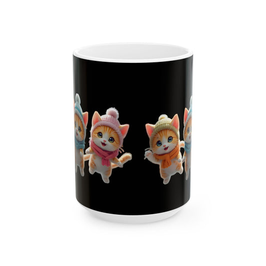 Cat Greeters - Vibrant cat art design - Ceramic Mug (11oz, 15oz)
